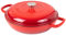 Cacerola de hierro fundido poco profunda con tapa, olla antiadherente para horno holandés, apta para horno hasta 260.0 °C, resistente al horno, olla esmaltada, color rojo, 30 cm Nuovva