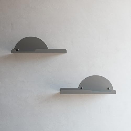 MILUKA Set 2 Mensole da Muro Design con Appendiabiti 35 cm Grigio | Appendini da Muro con Ganci | Picola Mensola per Chiavi e Oggetti | Ripiani da Bagno, Cucina, Corridorio
