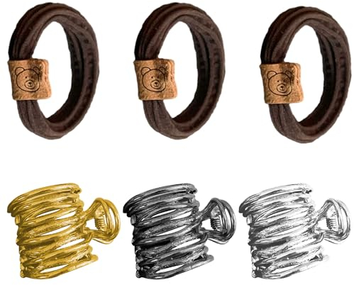 3 Stück Pferdeschwanzhalter mit 3 Stück Haarseil, Hohe Pferdeschwanz-Haarnadel, Haarstyling Dekoration Clip, Anti-Rutsch-Metall-Clip, Pferdeschwanz Grab Clip für Frauen Mädchen