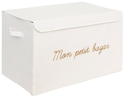 Atmosphera - Coffre de Rangement Enfant Yuma Blanc Bouclette 36x57cm
