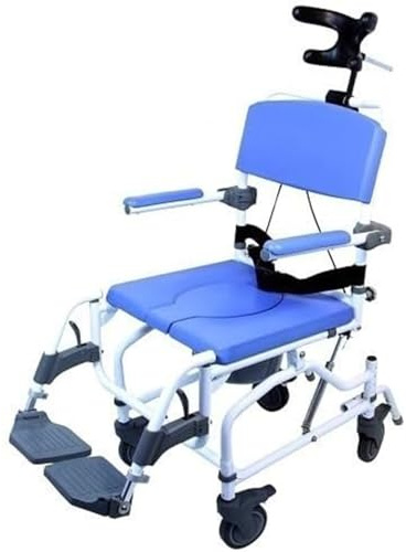 Ezee Life Aluminum Tilt Shower Commode Chair 18″ Seat with Locking Caster (New 4 Way Seat) 190-4W