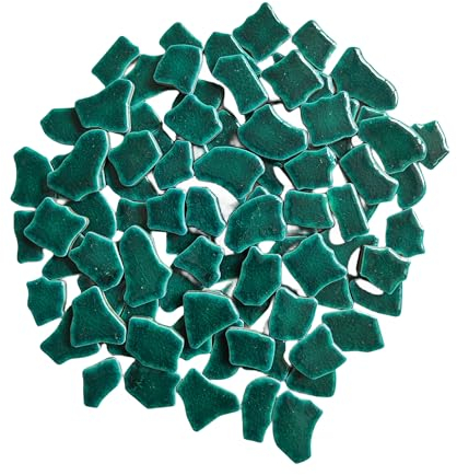 Azulejos de mosaico de cerámica irregulares de 500 g, piedras de mosaico de 2 a 4 cm para hacer mosaicos de bricolaje, manualidades, artes de pasatiempos, decoración de pared del hogar (verde hielo