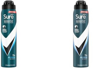 Sure Men Invisible Ice Fresh Nonstop Protection leaves no white marks or yellow stains on clothes Anti-perspirant Deodorant Aerosol 72h protection, 250ml (Packing May Vary) (Pack of 2)