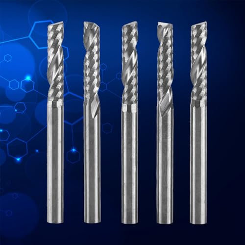 5 Stück 1/8 Zoll Schaft Einzelflöte Schaftfräser Fräser CNC Bit Wolframkarbid Werkzeug für Acryl, PVC, MDF, Holzschneiden