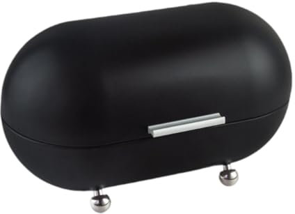 MagiDeal Scatola Porta Pane in Metallo Contenitore per Alimenti per Bancone, Nero