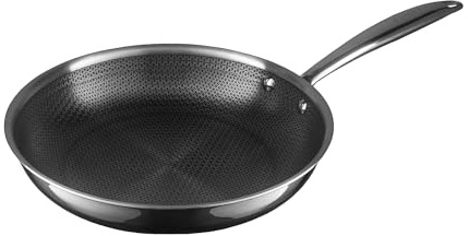 Funky Pro Cookware 26cm Tri-ply Pro Etched Frying Pan, Tri-Ply Technology, Compatible All Hobs inc Induction, Non Stick, Stay Cool Handles, Dishwasher Safe, Oven Safe