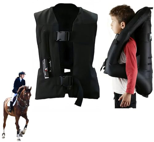 Adults Horse Riding Airbag Vest, Adjustable Equestrian Training Professional Shock Absorption Protective Equipment (Black,XL)