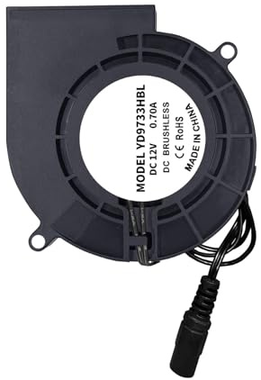 Ventilador de soplador sin escobillas de alto rendimiento de 12 V con rodamientos de bolas de 97 mm x 33 mm, ventilador centrífugo para refrigeración electrónica de barbacoa al aire libre
