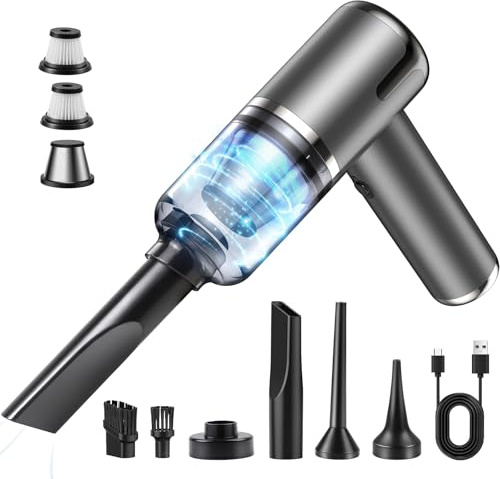 YUEJIDZ Handheld Car Vacuum Cleaner 9000PA,Rechargeable Portable Mini Vacuum Cleaner with Dual Vacuum & Blow Functions,USB Car Handheld Vacuum for Kitchen Home Office Pet Hair Keyboard Sofa