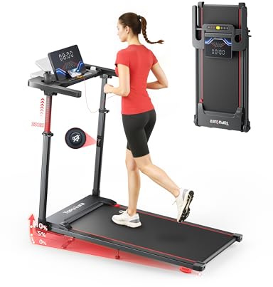 Tapis de Course 6 en 1,Inclinable 10%,Vitesse 12KM/H,Colonne Montante télescopique,2.5HP,Télécommande Mute,Walking Pad,Tapis de Marche,Tapis Roulant,Compact et Portable,Adapté aux familles