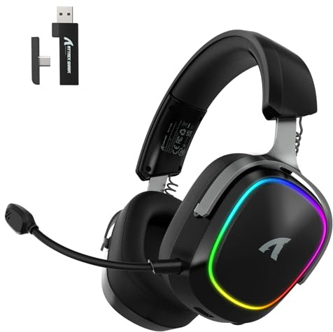 ATTACK SHARK G800 Auriculares Gaming Inalámbricos, Batería 1000 mAh, Micrófono Desmontable, Marco de Aleación de Aluminio, Sonido Surround 3D, Latencia 20 ms, Drivers 50 mm