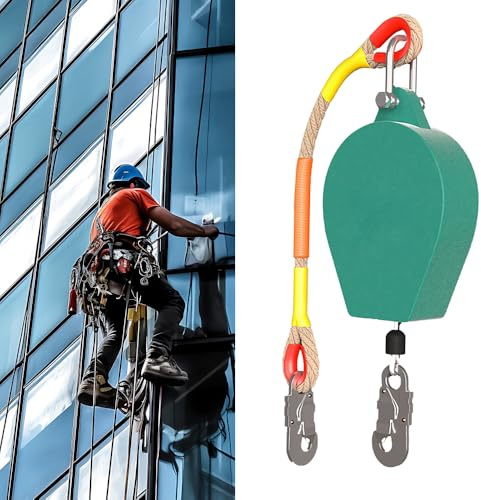 Nzkeuf Dispositivo Anticaídas Retráctil 10m, Anticaidas Retráctil Seguridad con Gancho, Linea de Vida Retractil, Equipos Anticaída Seguridad para Techado y Trabajos Aéreos, Carga Máxima 150kg