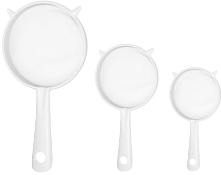 3 colino in plastica, colino in plastica, colino in plastica con manico, filtro fine cucina, 3 misure, per kefir, succhi di frutta, zucchero a velo, tè, caffè, latte noci, filtro per farina