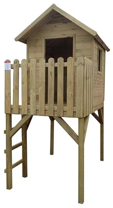 Avanti Trendstore - Pompiano - Casa su Palafitte per Bambini in Legno di Pino/Abete con Scala Inclusa, Struttura Robusta, Dimensioni 120 x 190 x 290 cm (L x P x A)