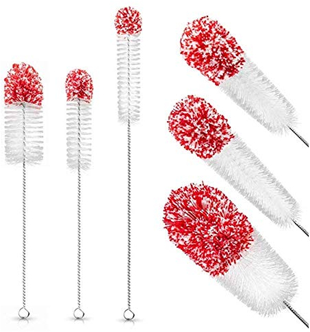 C100AE 3er Set Flaschenbürste Lang Reinigungsbürste Flasche mit Baumwollkopf Rückstandslos und Kratzfrei Flaschenreiniger Bürste für Glasflaschen Babyflaschen