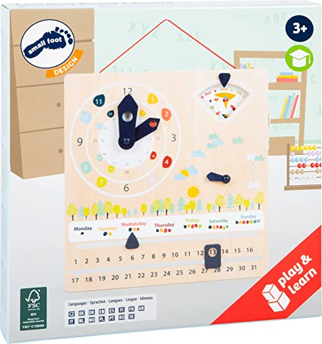 Small Foot Lärande Klocka Med Kalender ”Educate”, Lär Sig Att Se Tid, Väder Och Veckodagar, För Barn Från 5 År, 11625