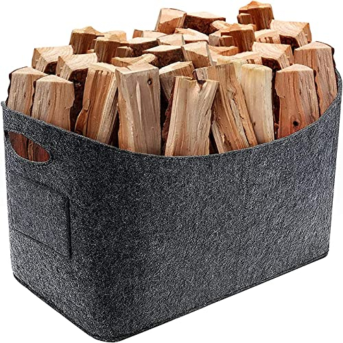 Sac en feutre pour bois de cheminée, panier à bois de cheminée, accessoires de cheminée (53 x 30 x 40 cm)