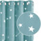 Deconovo Lot de 2 Rideaux Occultant Isotants Thermique Anti Froids Rideau pour Petite Fenetre à Oeillets Motifs Etoile Argente Bleu Ciel 132×214