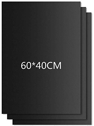 BBQ Grillmatte 60x40 - Wiederverwendbare Premium Grill und Backmatte mit Teflon Antihaftbeschichtung für Grill und Backofen,3er grillmatte Extra Groß