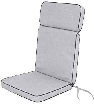 Stuhlauflage Hochlehner Gartenstuhl Base HL Sitzkissen 119x49x5 cm, Bequeme Kissen, Gartenkissen Polster Liege Sesel Stühl Gartenstühl - Aschegrau