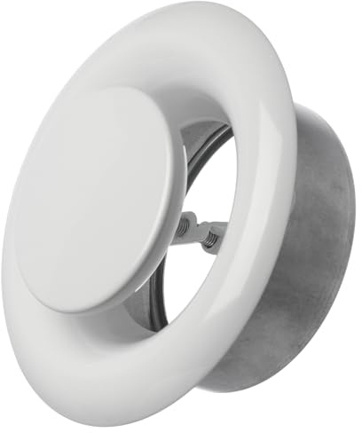 Ø 100 mm vit metall anemostat – frånluftspacksventil – rund ventilationsventil med monteringsring