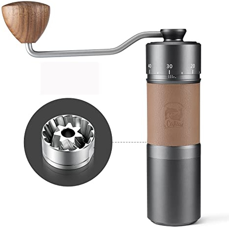 RECAFIMIL Macinacaffè manuale con anello di regolazione della rettifica esterna in acciaio inox conico, macinacaffè a mano, grande capacità di 30 g, nero opaco