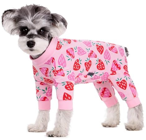 Surgery Recovery Suit for Small Dogs, Onesie for Surgery Female Dogs, Small Dogs Pajamas Long Sleeve, Abdominal Wound Bandages Surgical Suit, Dog Cat Recovery Suit for Shedding Skin Disease