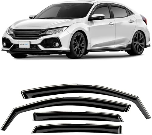 CLIM ART Windabweiser für/kompatible mit Honda Civic 2017-2022 Schrägheck X - Integrierte Regenabweiser - Autofenster Sonnen-&Regenschutz - Windabweiser Autofenster - Einfache Montage - Garantie 4 Set