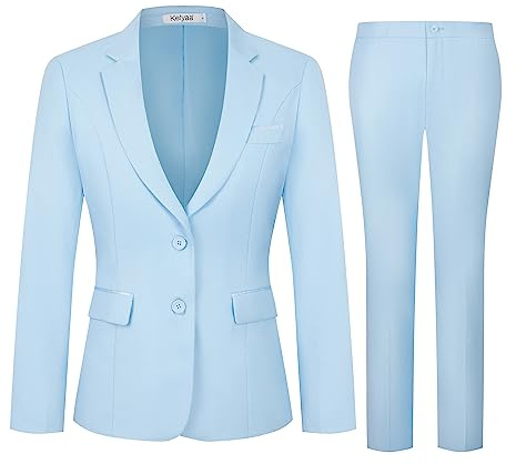 Kelyaa Womens 2 Piece Suit Sets,2 Button Blazer & Pants Work Outfits, Light