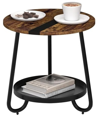 MOFAIN Round Coffee Table with Storage: 2-Tier Design for Small Spaces
