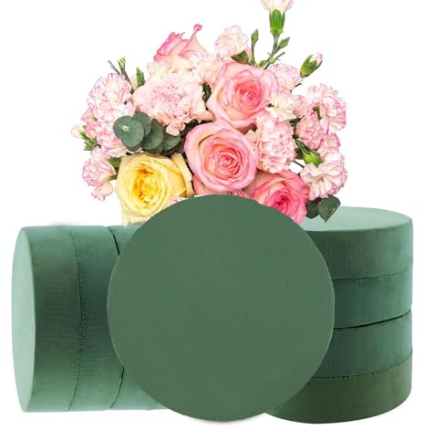 YAYODS 8 pezzi di schiuma – massa rotonda 20 x 4 cm – verde muschio per il fai da te per matrimoni, compleanni, celebrazioni, giardini, decorazioni floreali