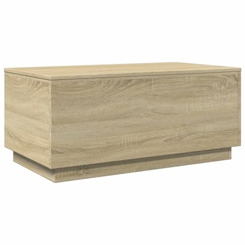 vidaXL Mesa de Centro con Luces LED, Mesita Baja de Sofá con Almacenamiento, Mueble Auxiliar de Teléfono, Decoración para Salón, Roble Sonoma