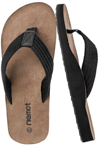 riemot Tongs Homme Confortables – Sandales Légeres, Antidérapantes, Tong Chaussures Été avec Support de Voûte Plantaire, Idéal Tongues pour Plage Piscine Jardin ou Loisirs Quotidiens