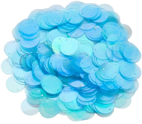 CABODYALS 450 pezzi di paillettes rotonde piatte blu 20 mm paillettes trasparenti in plastica PVC appliques iridescenti con fori sciolti per cucire artigianato fai da te Bor