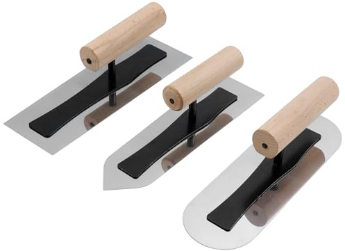 Semetall Set di 3 cazzuole in acciaio inox per intonaco veneziano, finitura giapponese, strumenti manuali per intonacatura e pittura artistica, lunghezza 22,9 cm