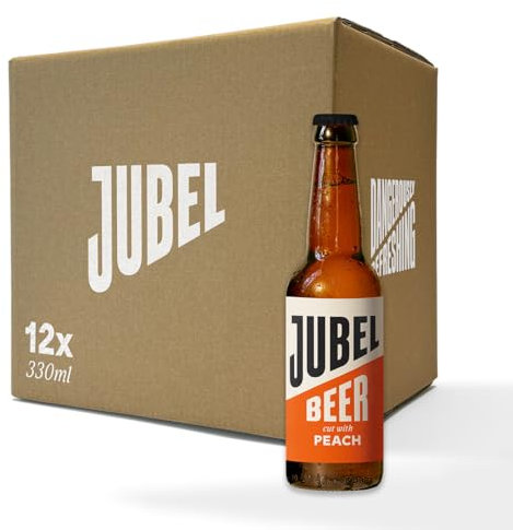 JUBEL Peach Beer (12x330ml Bottles) | Award Winning Gluten Free Beer | Vegan/Low Calorie/Low Sugar | Dangerously Refreshing Fruit Lager | Sociable 4% ABV |B Corp Certified