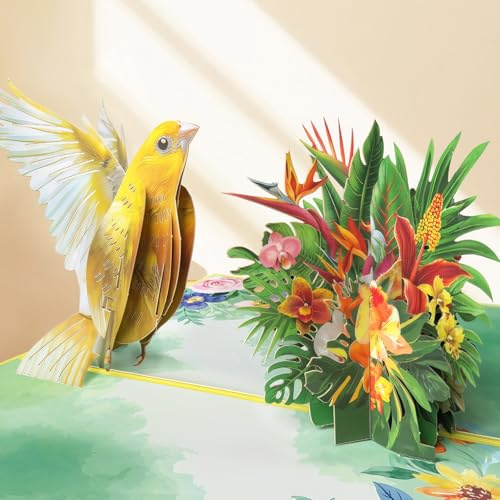 Happique Yellow Hummingbird Pop Up Birthday Cards for Women | 3D Birthday Cards for Female, Pop Up Flower Gift Greeting Cards for Daughter, Mum, Wife, Sister, Granddaughter, Teacher