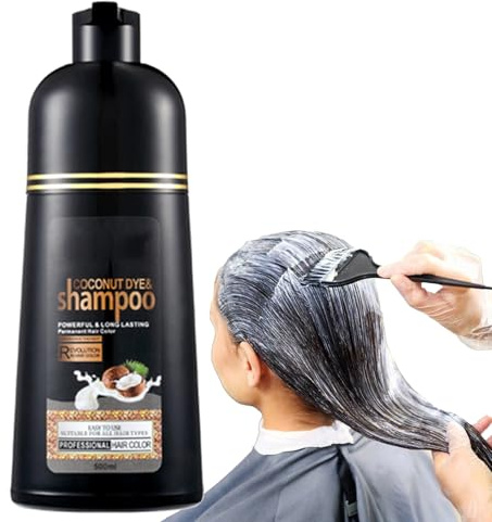 Tinte Para El Cabello - Champú De Negro | Dyee 500 Ml Larga Duración Coco Hombres Mujeres Actuación Rápida En Minu