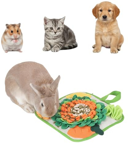 Fanlahmtasy Rabbit Foraging Mat – 11.8x11.8 Snuffle Mat for Rabbits, Bunny Snuffle Mat, Ideal for Guinea Pigs, Hamsters, and More – Non-Slip & Machine Washable