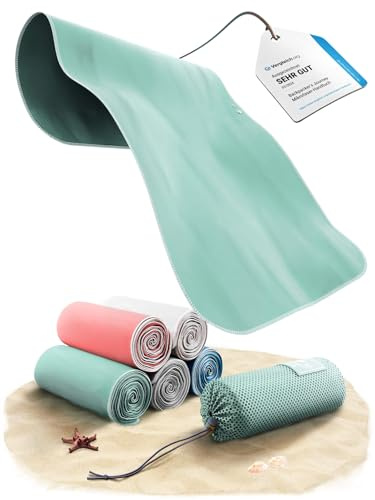 Backpacker's Journey Mikrofiberhanddukar i storlek S, M, L och XL, set med resehanddukar som är lätta, snabbtorkande, absorberande och antibakteriella (turkosa, storlek XL och M)