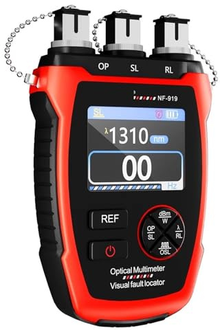 LLOOPK Tester della fibra, Misuratore di potenza NF-919 3 in 1, sorgente luminosa stabile, localizzatore visivo di guasti VFL REF, strumento di test for fibre ottiche a luce rossa
