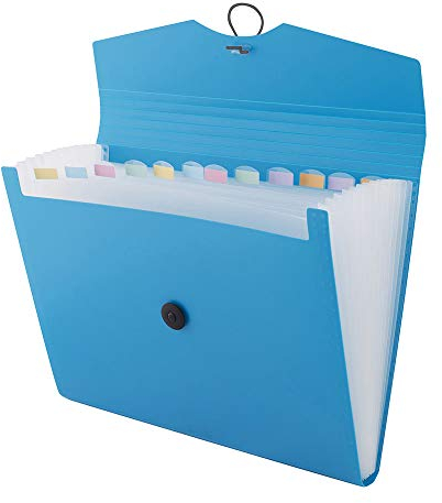 D.RECT 5580 - Trieur Extensible 12 Poches A4 | Extensible Classeur Documents | Accordéon Classeur Pochettes Porte-documents, bleu