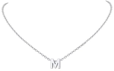 FindChic Collar Letra Inicial Mujer Acero Inoxidable Colgante Letra M Cadena Plateada Ajustable 41+5 cm Regalos Originales para Mamá Pareja Amigos durante Navidad Cumpleaños o Aniversarios