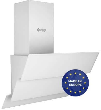 Wiggo Hotte aspirante 50 cm sans tête I évacuation d'air recirculation hotte aspirante 300 m³/h – Écran tactile LED 3 niveaux I hotte inclinée avec filtre à graisse & 2 filtres à charbon blanc