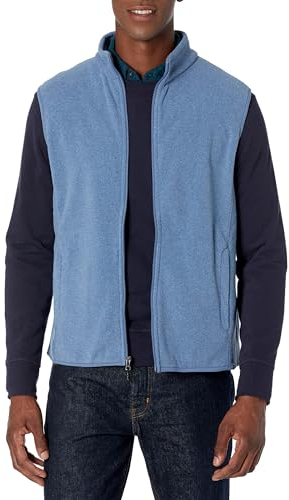 Amazon Essentials Herren Polarfleece-Weste mit durchgehendem Reißverschluss (erhältlich in Big & Tall), Blau Heide, M