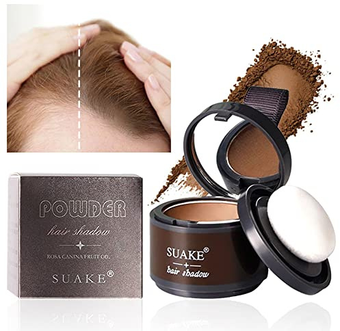 Shadow Powder for Hairline, Full Body Hair & Beard - Stain-Proof 48 Hour Formula, Root Touch-up for Thinning Hair, Bald Spots and Gray Roots, 4g (Brown 01#)
