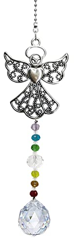 Attrape-soleil à suspendre avec cristal, ange arc-en-ciel à suspendre pour jardin, couloirs et décoration de la maison (ange)
