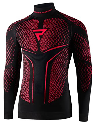 REBELHORN Therm II Camiseta Térmica Hombre | Manga Larga | Ropa Interior Termoactivo | Camisa Funcional | Absorción de Humedad | Transpirable | Zonas de Compresión | Ropa de Moto Térmica