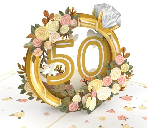 PaperCrush® Carte anniversaire de mariage pop-up pour mariage d'or - Carte cadeau 3D pour 50 ans de mariage, Carte de vœux avec enveloppe pour porte-monnaie pour femmes et hommes (parents, grand-père
