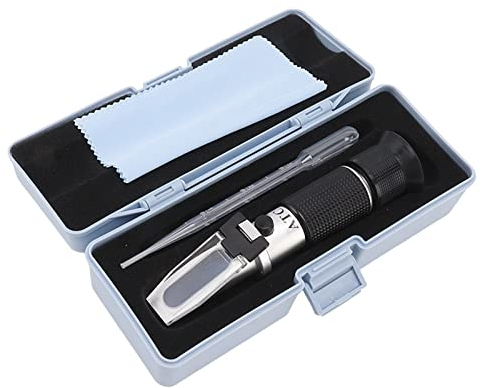 Hztyyier Antifreeze Refractometer Aluminum Tester Box Atc Function Handheld Plastic Wiper Fluid Detector Freezing Point Meter Ethylene Glycol Propylene Glycol Tester Refractometer for